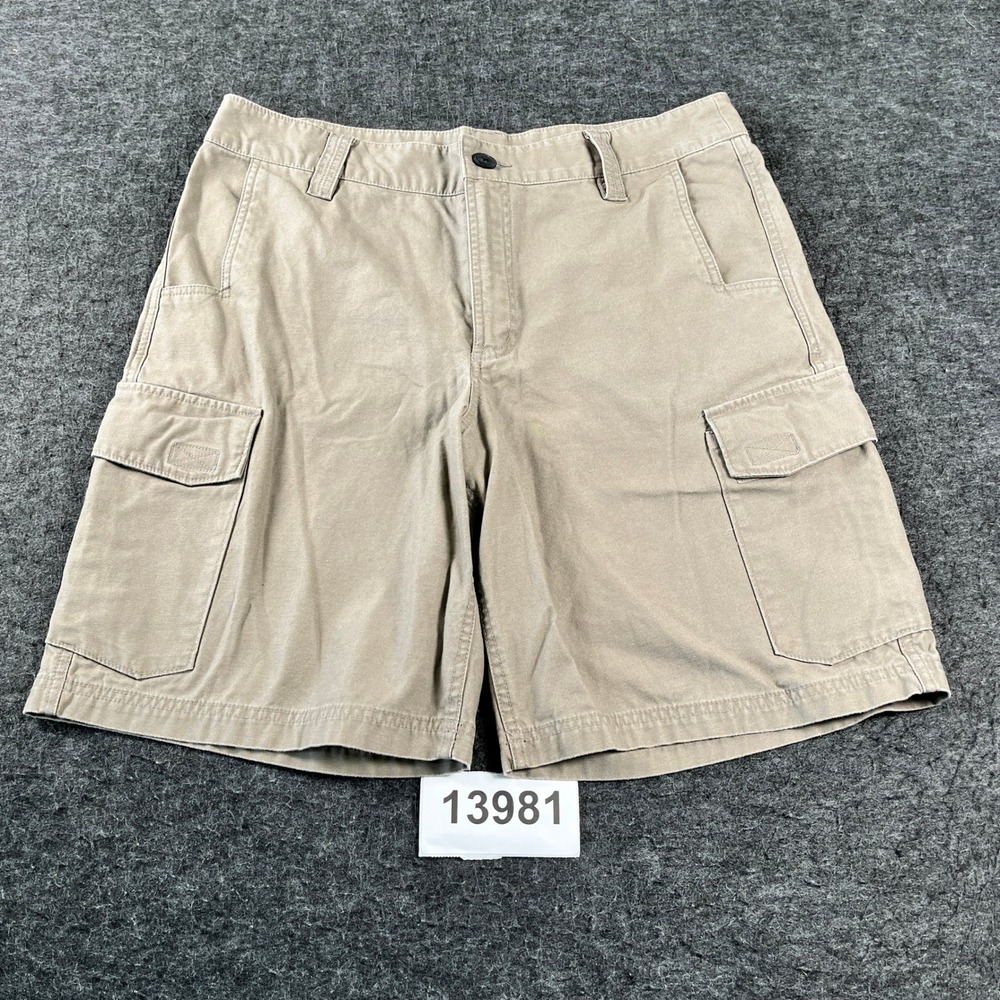 Magellan Outdoors Cargo Shorts Mens 34W Beige Cotton Flat Front Summer Wear
